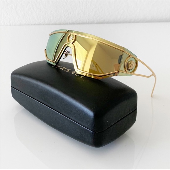 Versace Unisex Gold Mirrored Sunglasses, New - Picture 10 of 14